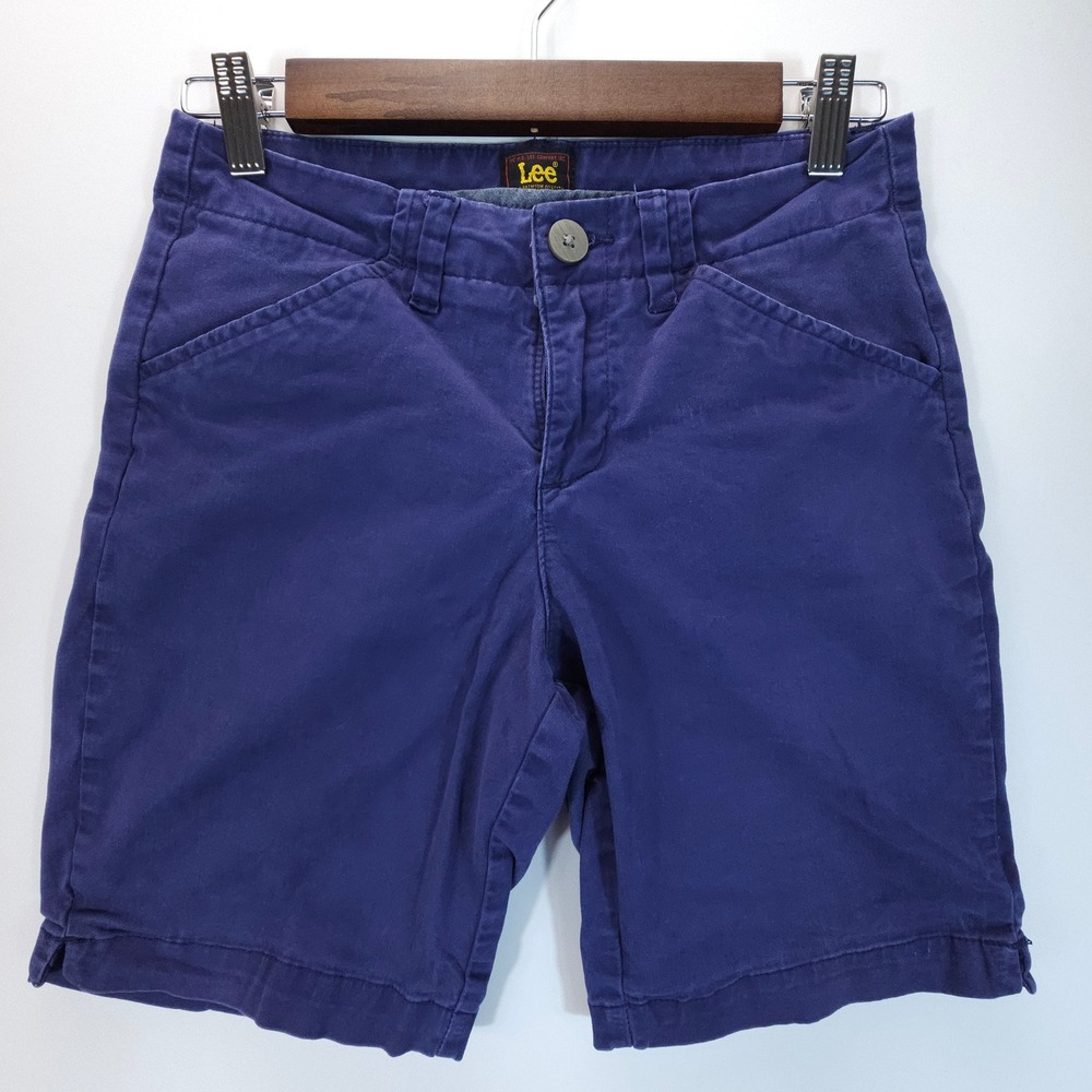Lee Shorts Womens Size 0 Medium Blue Vintage Chino Cotton Stretch‎ Bermuda